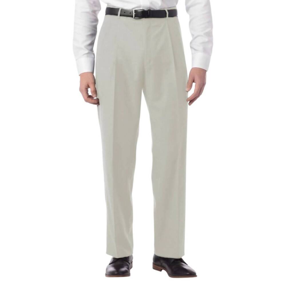 NEW BALLIN manchester pleated micro nano performance gabardine trouser in cream